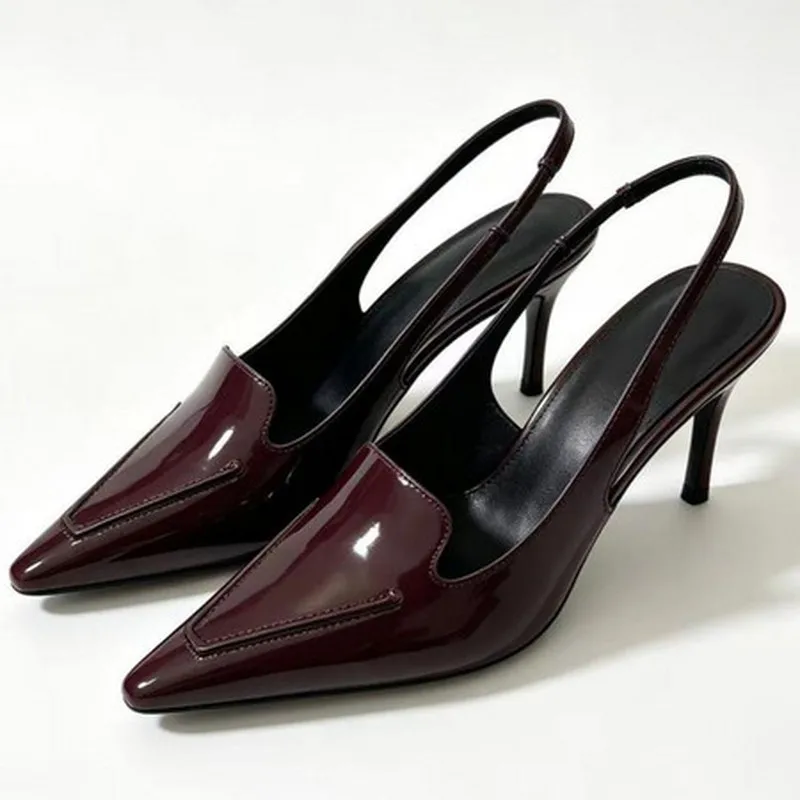 2026 Summer Women Pointed Toe Sandals Thin High Heel Elegant Fahion Banquet Date Street Party Heels Burgundy Size 36-43 F142