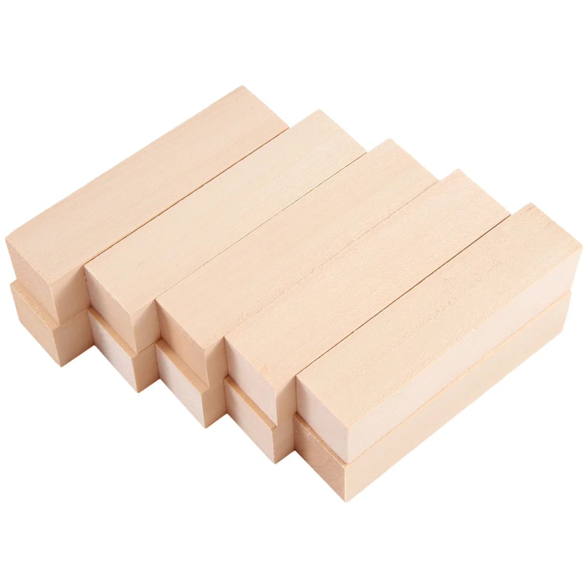 Grote houtsnijwerkblokken (10 stuks) 4 x 1 x 1 inch onvoltooide lindehout projectknutselset DIY-hobbyset voor beginners