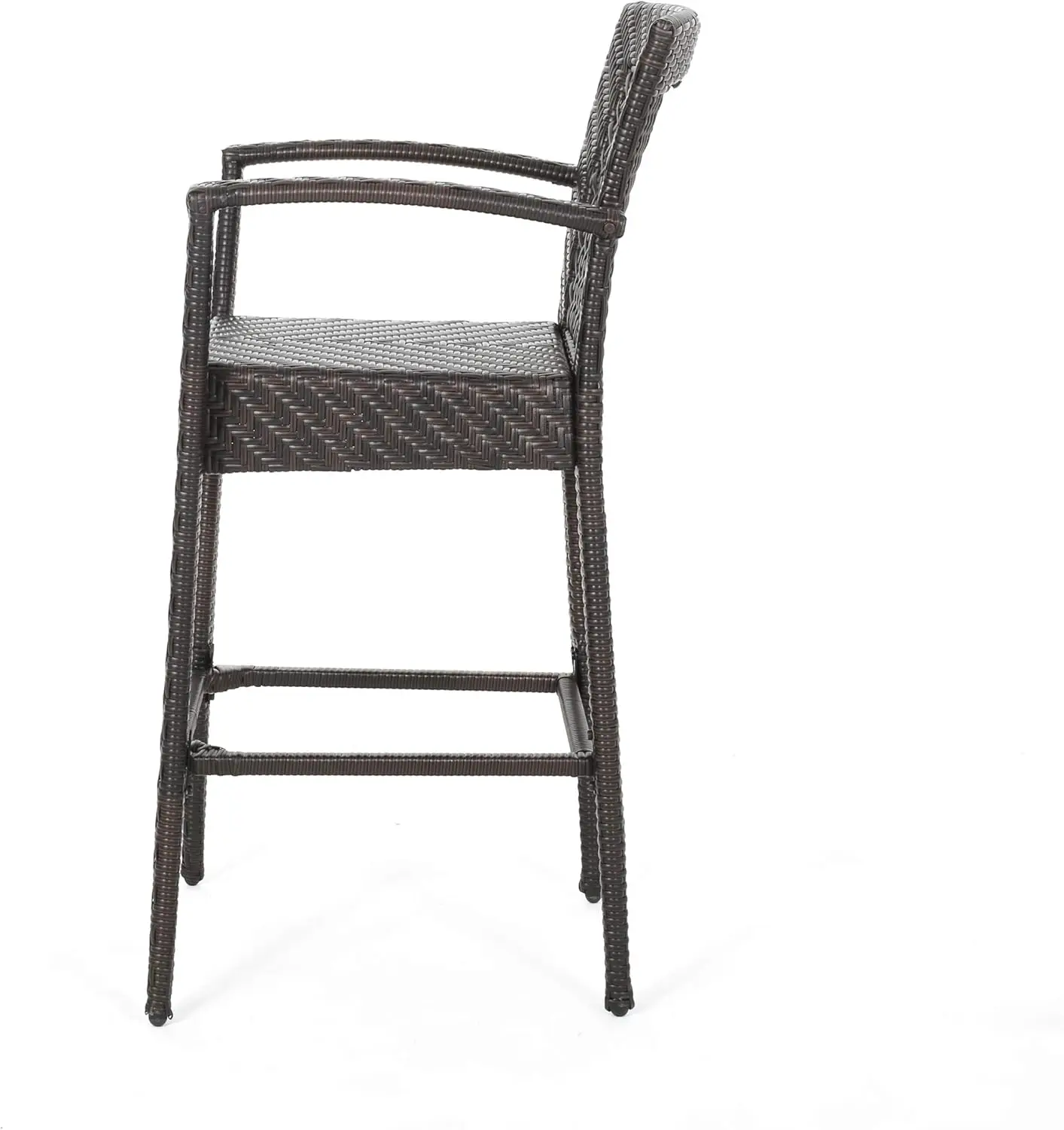 Megan Wicker Outdoor Wicker Barstool, Multi Brown Finish, Conjunto de 2, 46"