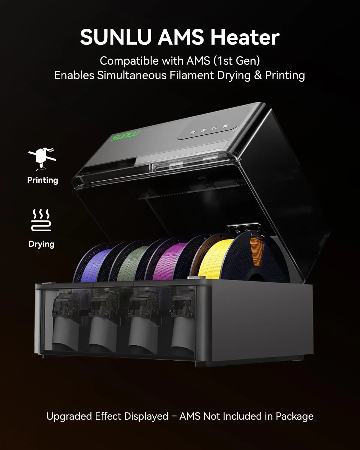 SUNLU AMS Heater 3D Filament Dryer Enables Simultaneous Printing 