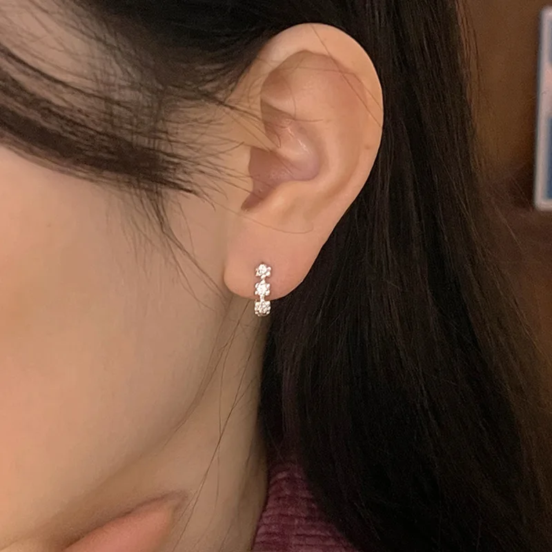 PONYKISS 925 Sterling Silver Needle Zircon Flower Hoop Earrings for Women Cute Fashion Jewelry Minimalist Plant Accessories