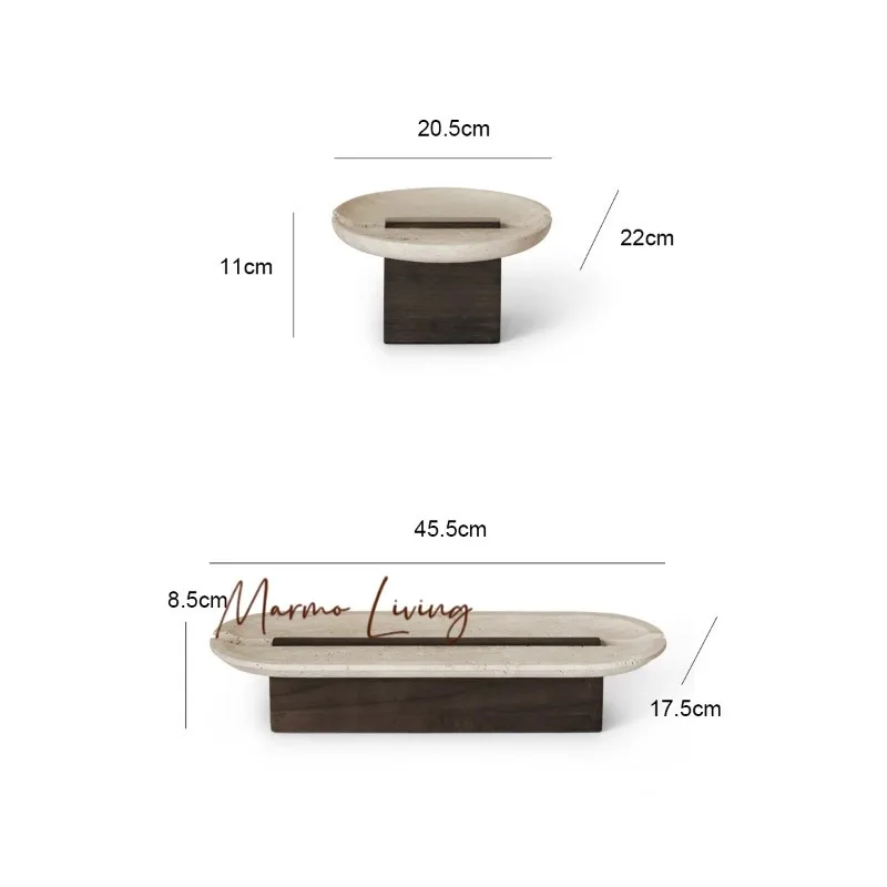 Vintage Travertine Tray for Coffee Table Decorative Marble Tray for Countertop Organizer