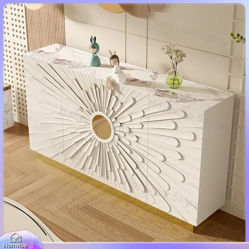 Modern Italian Style Shoe Cabinet Solid Wood Rock Slab Door Storage Locker Light Luxury Living Room Partition Furniture