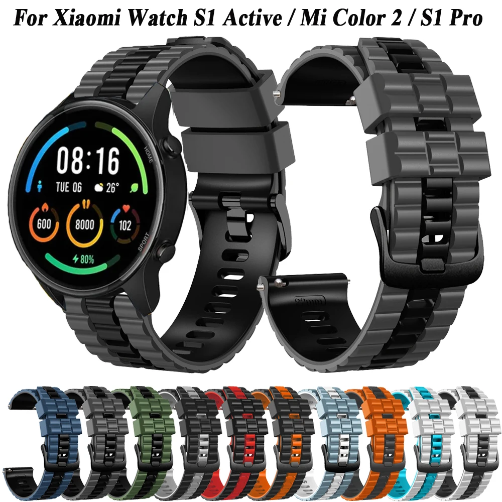 22mm Silicone Strap for Xiaomi Mi Watch Color 2/Color Sports Band for Mi Watch S1 Active S1 Pro S2 S3 Bracelet Watchband Correa