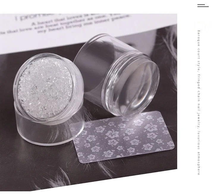 قالب فن الأظافر مع الماس الشفاف هلام السيليكون مزدوج الرأس يتقلص ختم مع غطاء لأدوات قالب فن الأظافر DIY #4