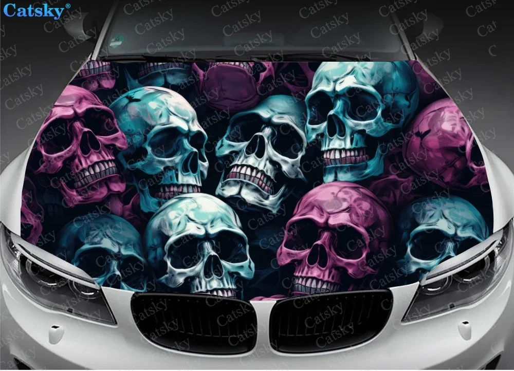 Skeleton Horror Skull Car Hood Vinyl Stickers Wrap Vinyl Film Engine Cover Decals Sticker on Car Auto Accessories
