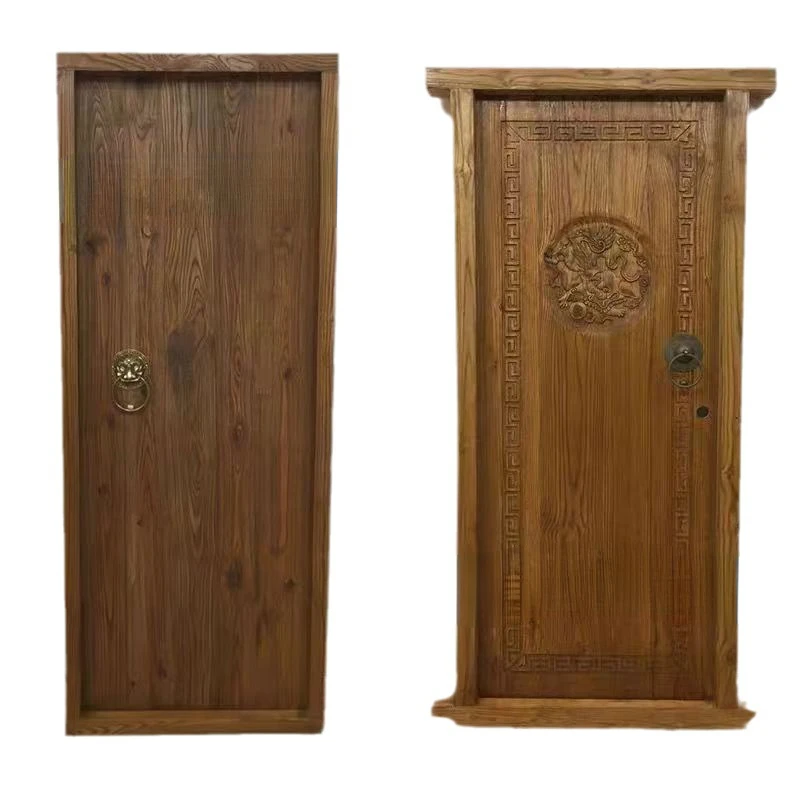 

Old Elm Solid Wood Door Household Arch-Made Soundproof Entry Door Anti-Theft Door Renovation Double Door