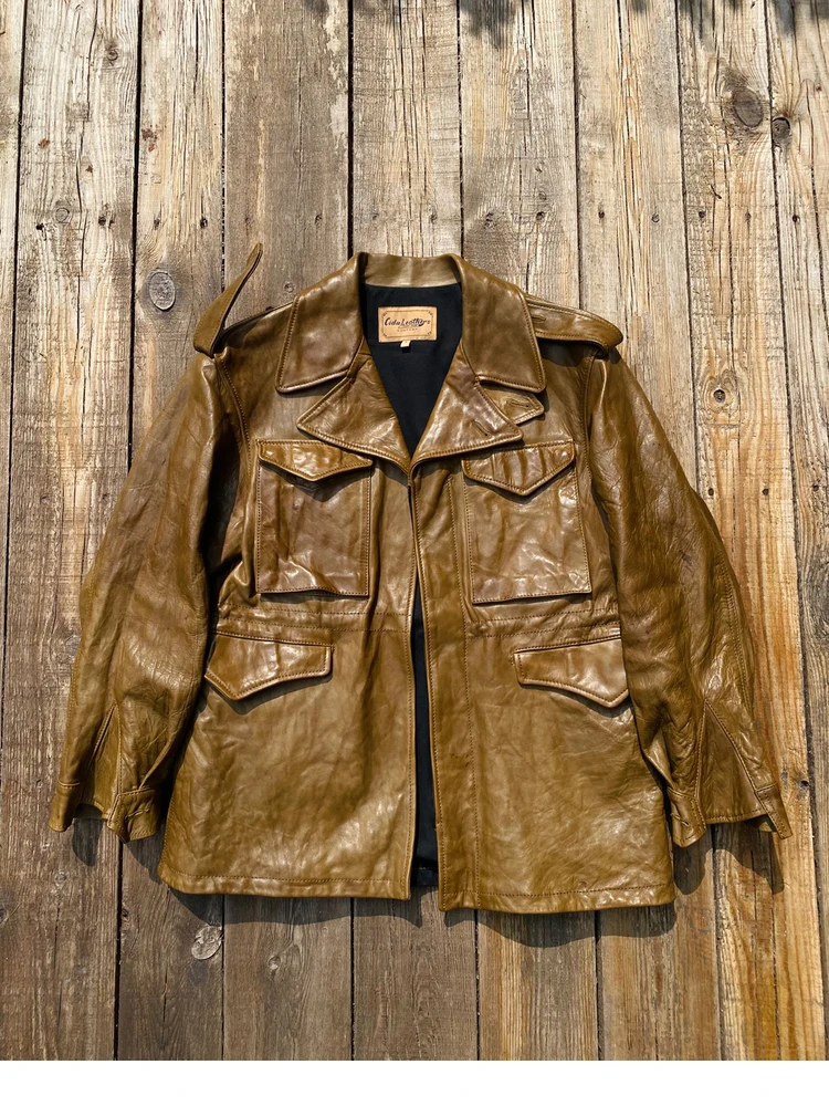 

CDM43 Asian Size Army Super Genuine Horween Horsehide & 12oz Canvas 580GSM Wool Wax Water Proof M43 Jacket