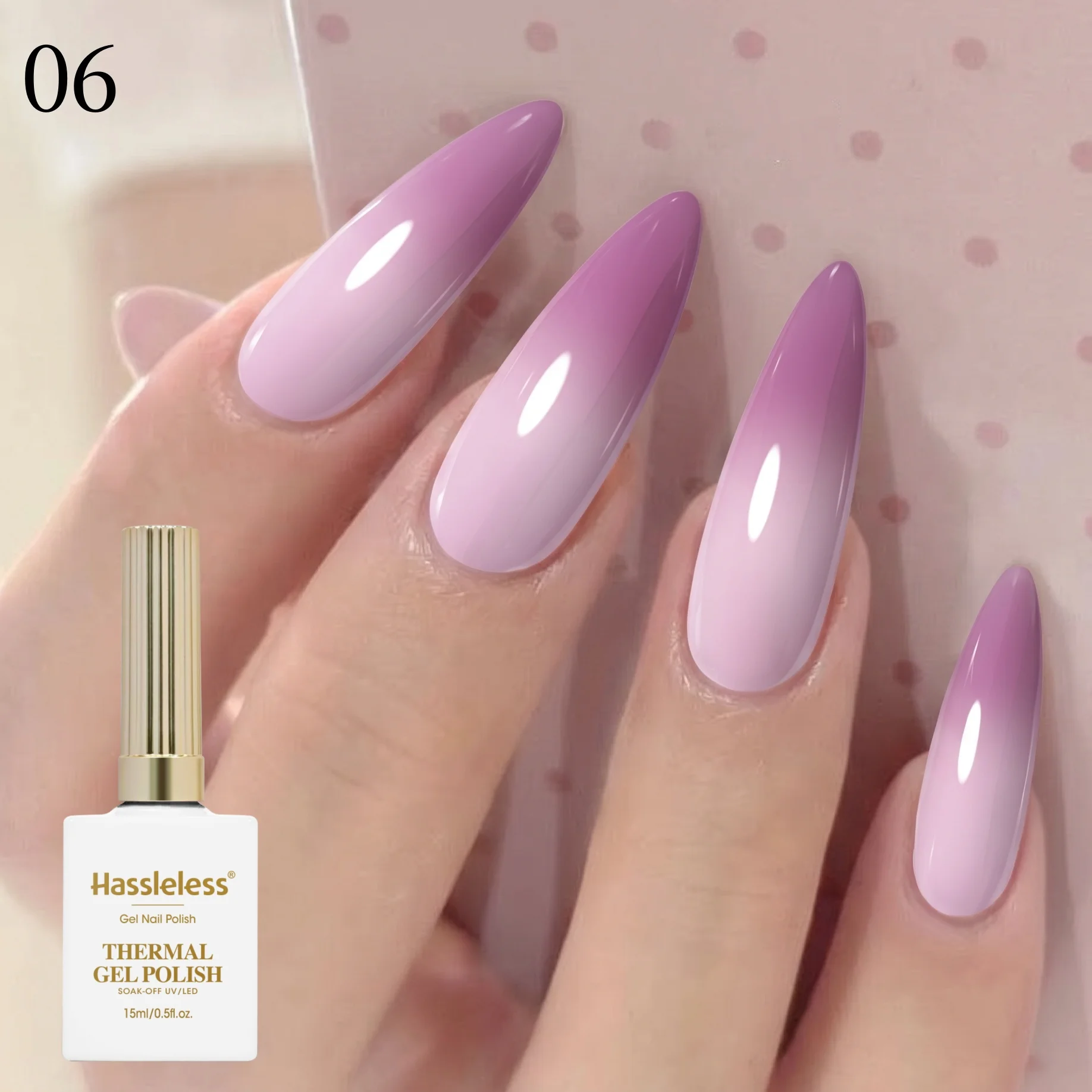Hassleless Taro Gray Purple Temperature Changing Nail Polish Gel, Single Tube, Moderate Gel Consistency, Smooth Application