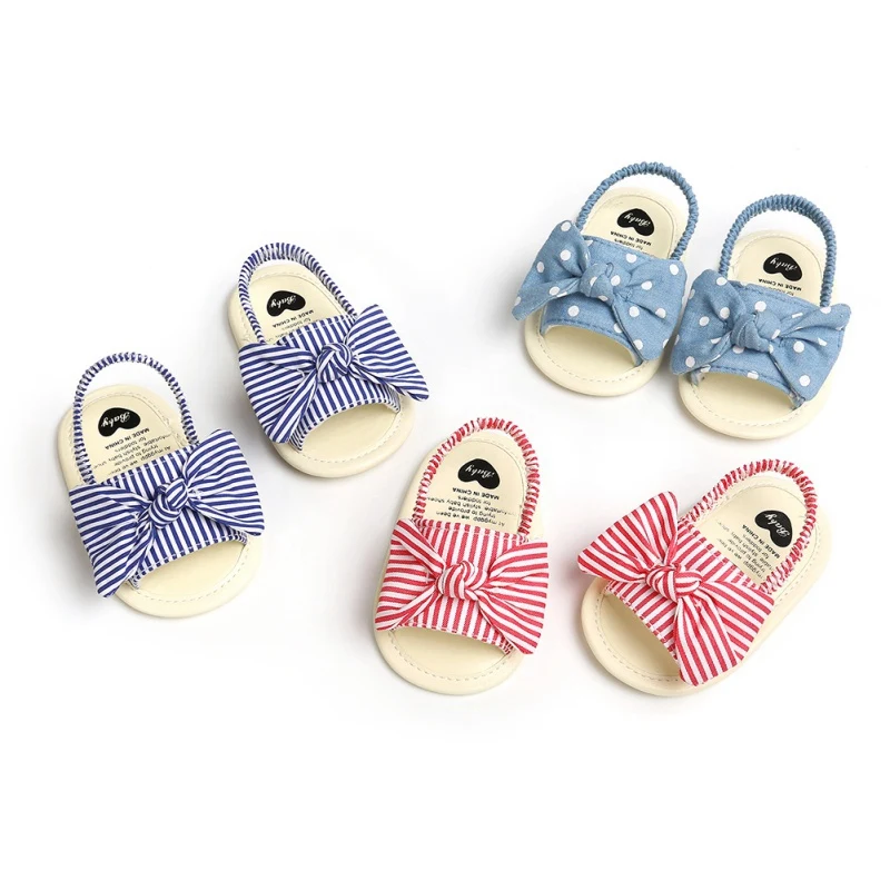 Newborn Baby Girls Princess Bow Shoes Toddler Summer Sandals Cotton Non-slip Shoes 0-18M