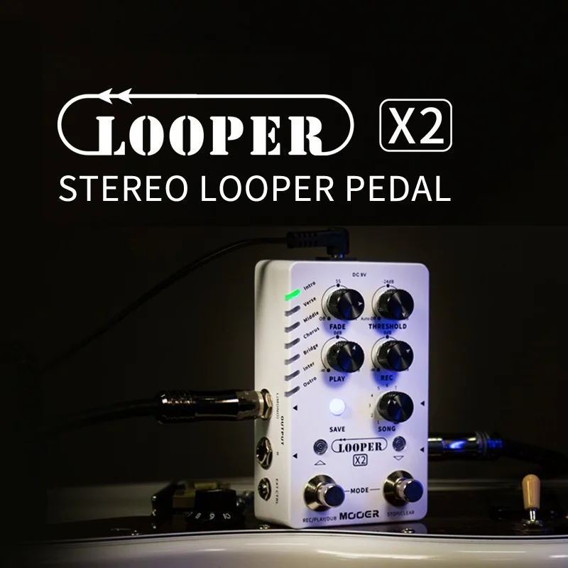 

MOOER Looper X2 стерео электрическая гитара бас петля педаль Профессиональная Гитара Stompbox с 11 банками 300 минут 77 сохранить слоты