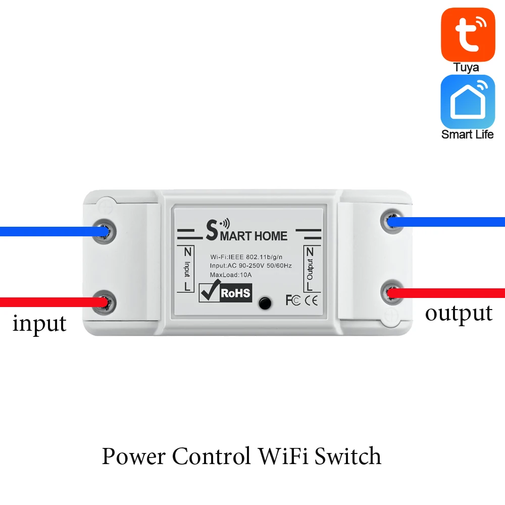 1Pcs 90-250Vac Home Power Control On Cellphone Wireless 2.4G WiFi Tuya App Smart Switch