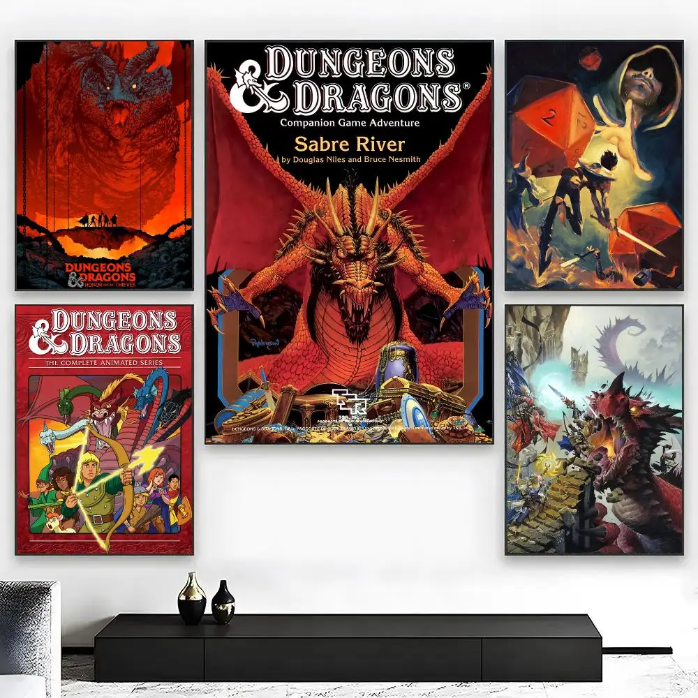 Dungeons & Dragons Poster Wall Art Print Removable Water-Resistant Home Decor For Bedroom Apartment Gift