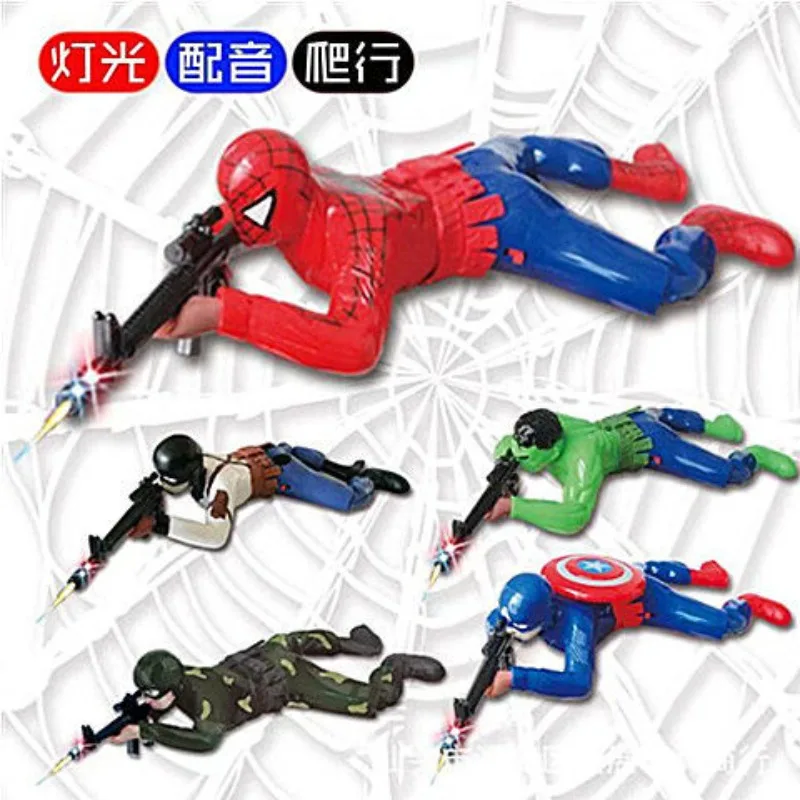 حزام زحف كهربائي مبتكر على شكل رسوم متحركة جديدة للأطفال من Marvel Spiderman، ألعاب شخصيات صوتية، هدايا العيد