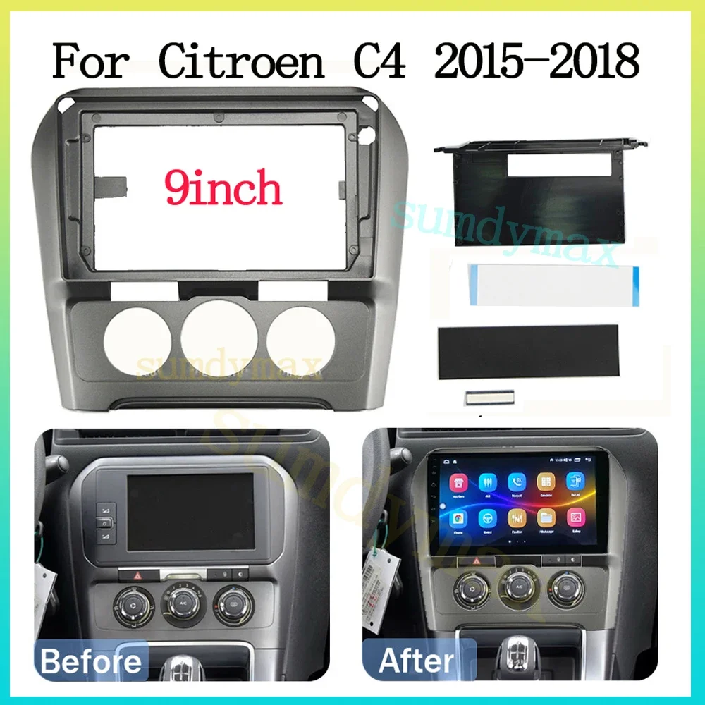 

2 Din Car Radio Fascia Panel Frame For Citroen C4 2015-2018 Android DVD Stereo Mounting Dash Installation Bezel Trim Kit