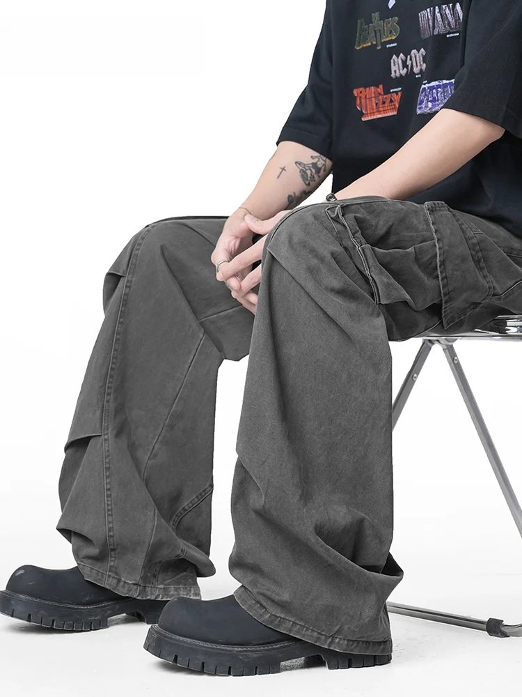 

JOKARJONNY американские ретро сложенные рабочие брюки десантника мужские летние модные свободные повседневные универсальные длинные брюки