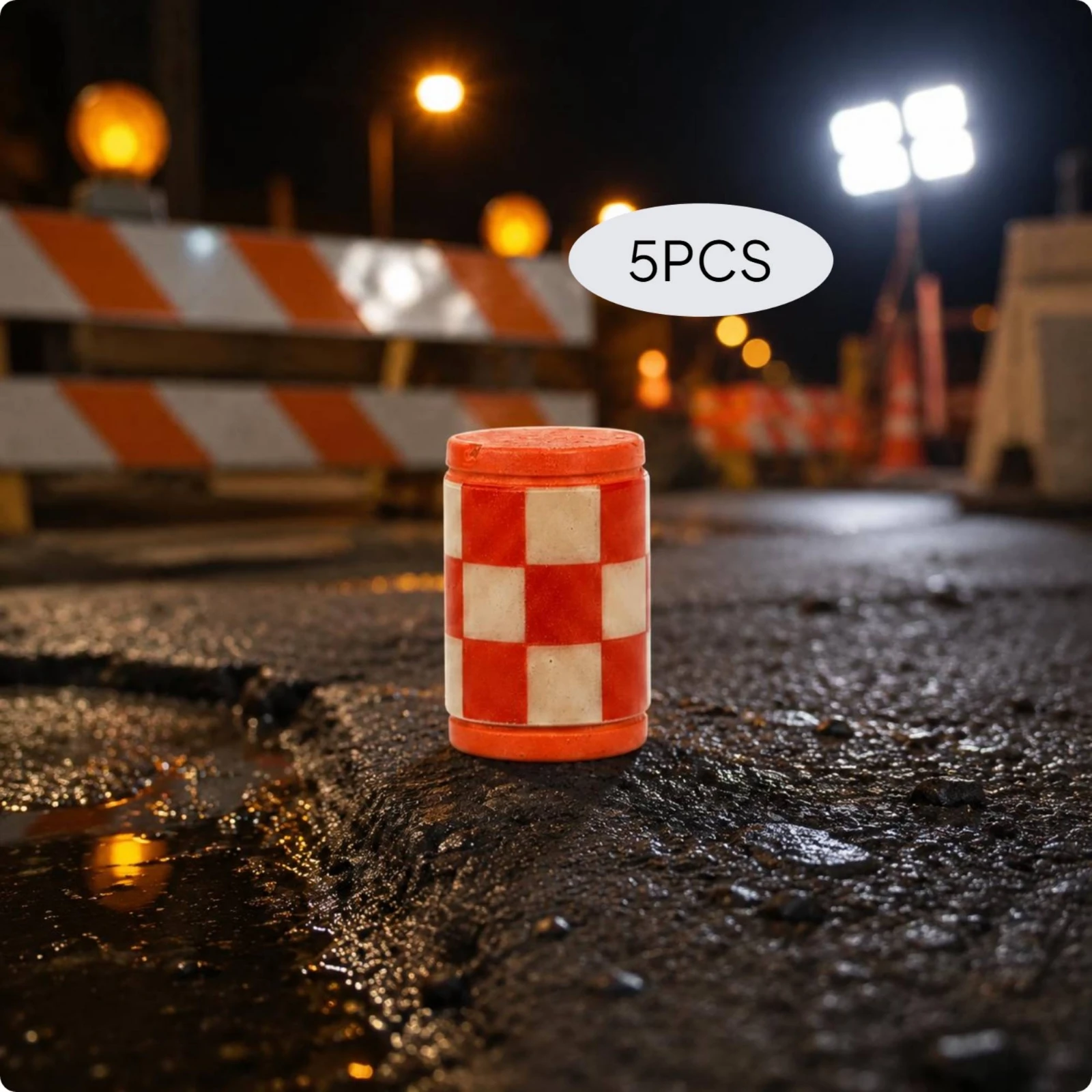 

2 Pieces Traffic Barrel Simulation Scene Mini Road Barrel Traffic Barrier Model Outdoor Decoration Mini Road Barrier