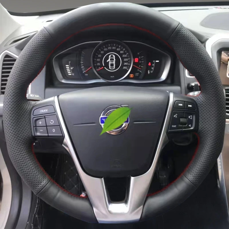DIY Hand Sewing Microfiber Leather Steering Wheel Cover for Volvo V40 XC60 S60 LV60 S80L Anti-slip Car Interior