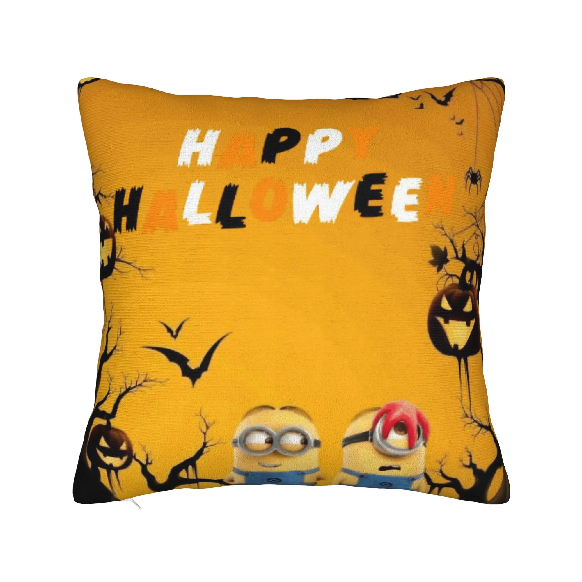 M-Minions-s Happy Halloween Pillowcase Printing Polyester Cushion Cover Decorations  Throw Pillow Case Cover Home Square 40X40cm