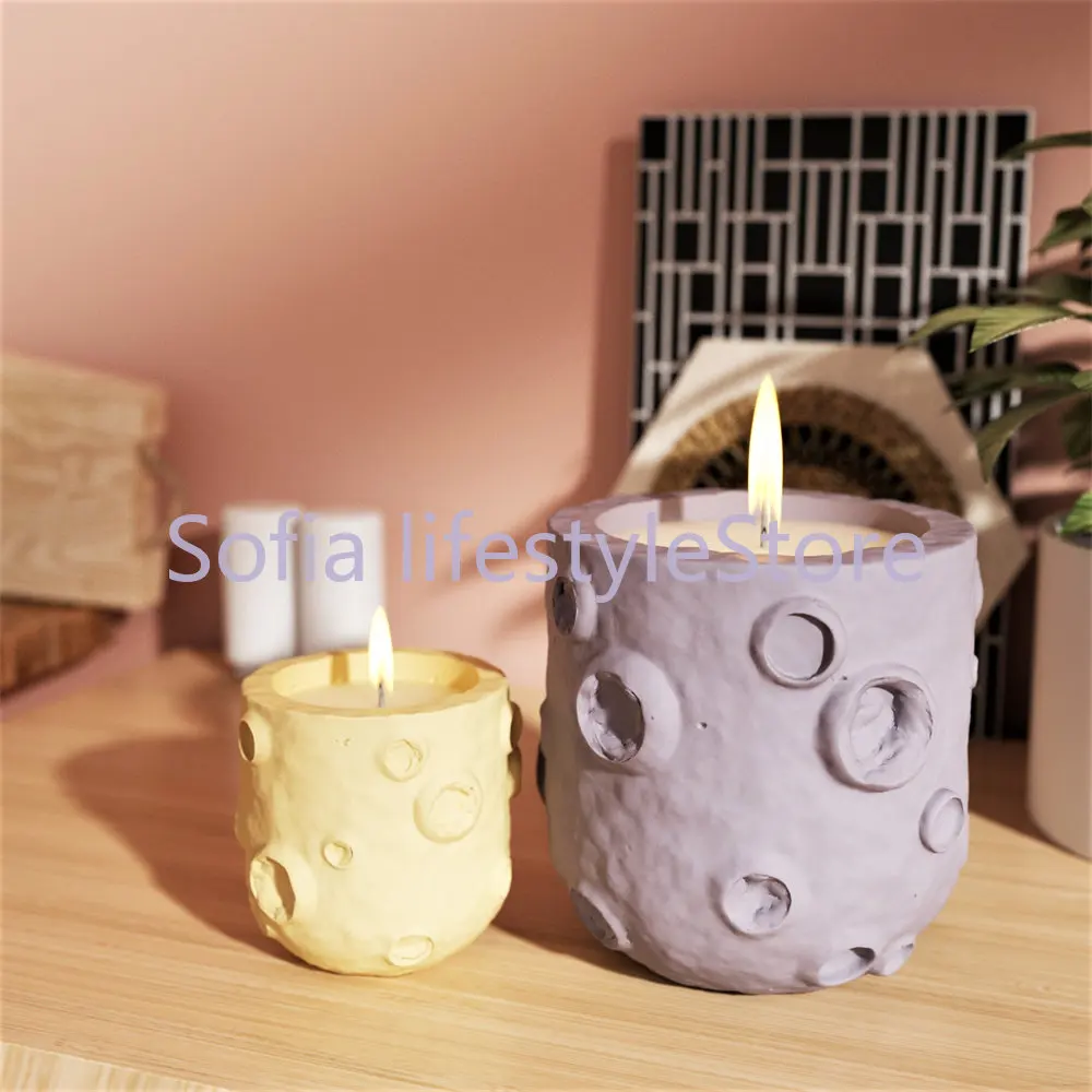 Silicone Concrete Flowerpot Mold DIY Cement Candle Jar Mould Planet Pattern Storage Box Decor Crafts Tool