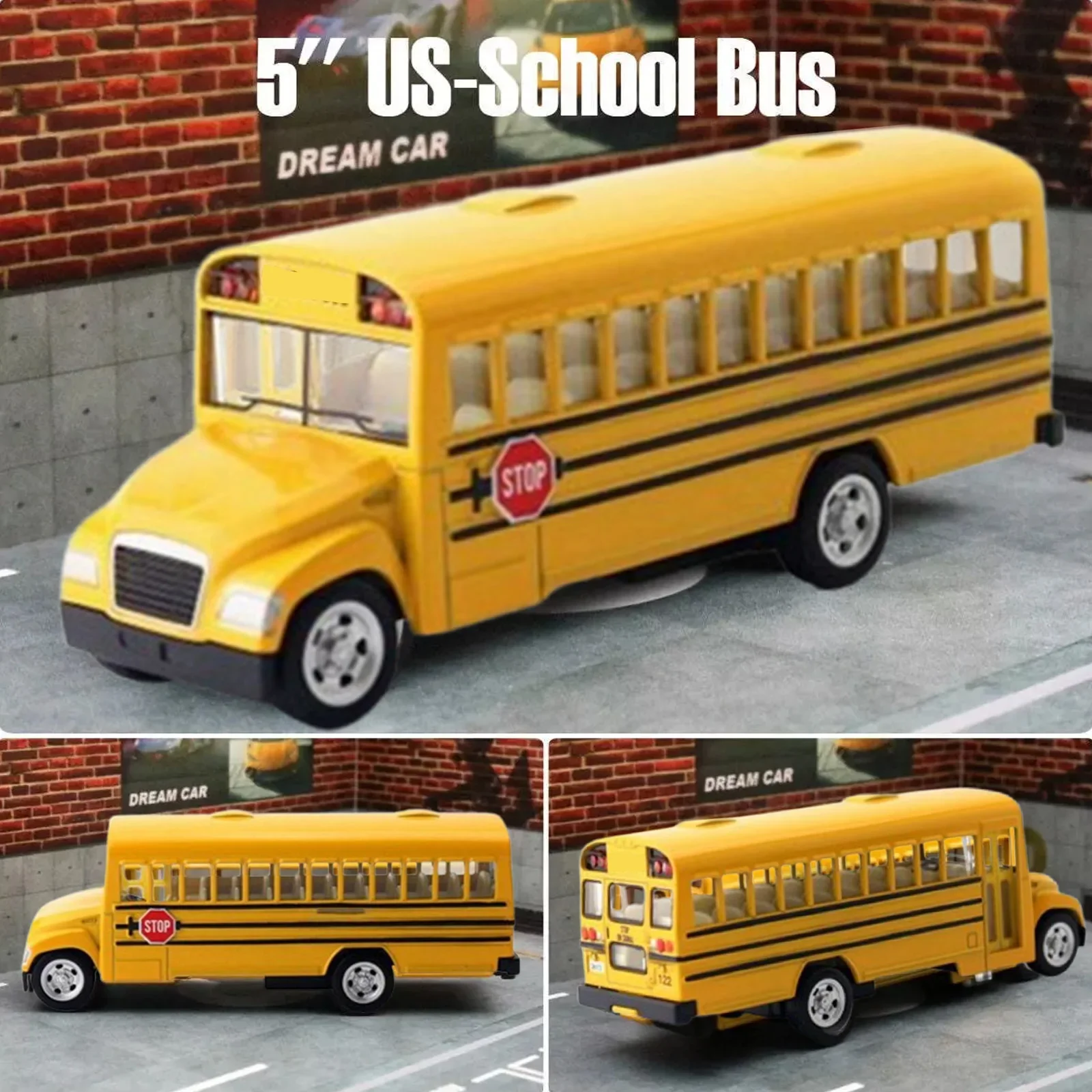 

1:100 Alloy Car Mini 5'' American School Bus Yellow Toy Model Cute and Fun Children's Toy Xmas gifts