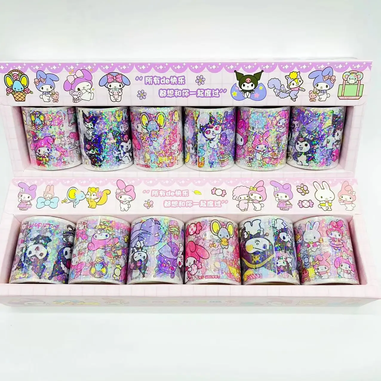 6 styles Cartoon Sanrio Kawaii DIY Washi Tape Cute Kuromi My Melody Pompompurin Cinnamoroll Sticker Set