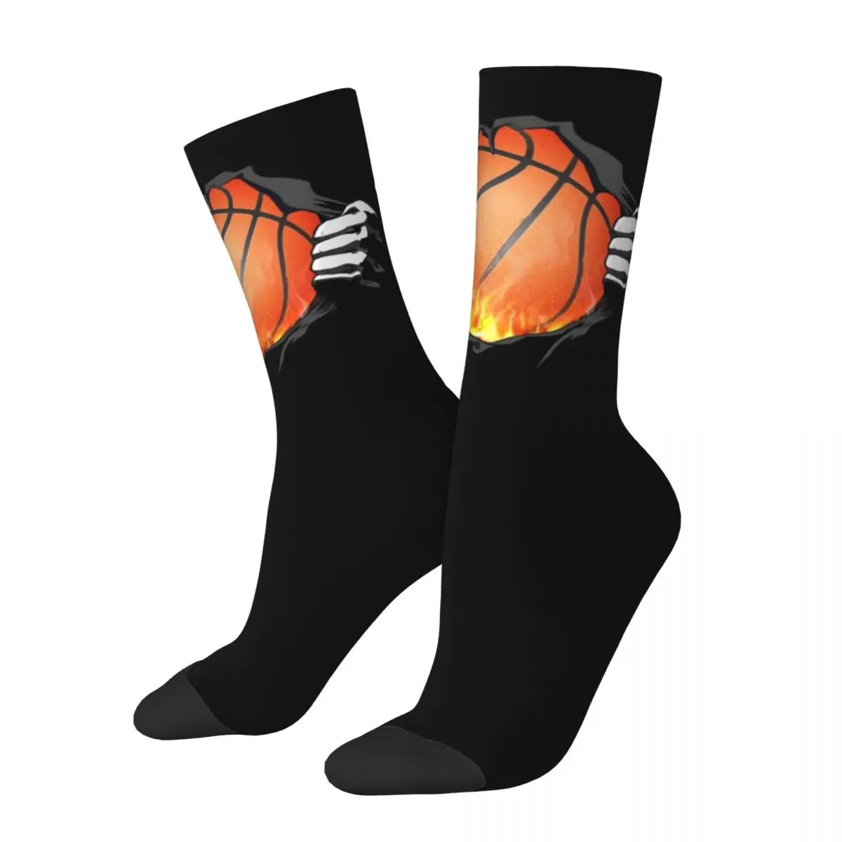 Basketball Power Burning Flame Socks Harajuku Sweat Absorbing Stockings All Season Long Socks Accessories for Man's Woman's