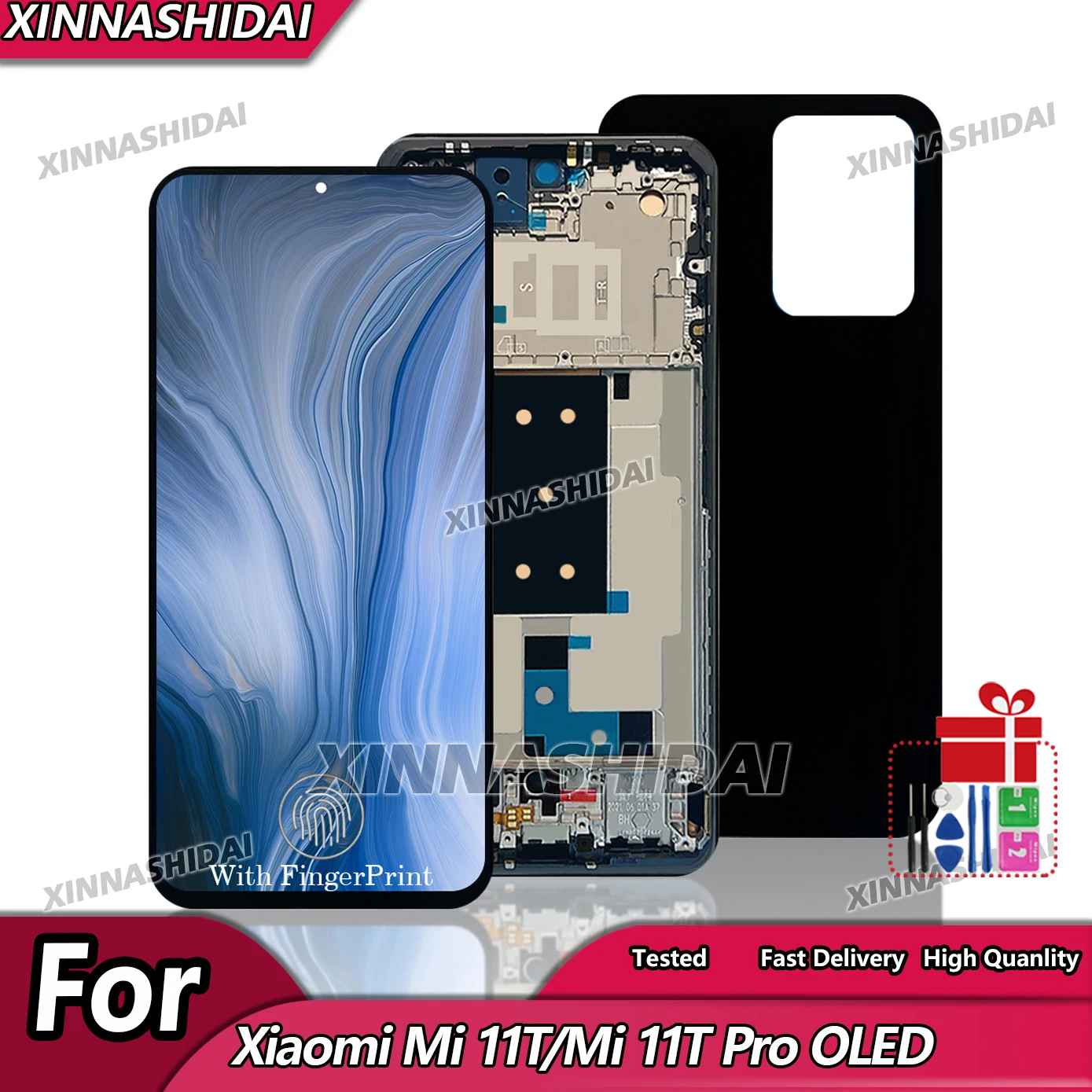 

6.67"Tested OLED For Xiaomi Mi 11T LCD 21081111RG Display Touch Screen Frame and Battery Cover Digitizer Mi11T Pro LCD 2107113SG