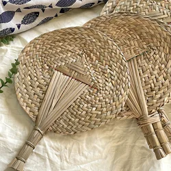 1PC Handmade Rattan Straw Fan for Living Room Bedroom Wall Hanging DIY Wedding Party Home Decor Accessories