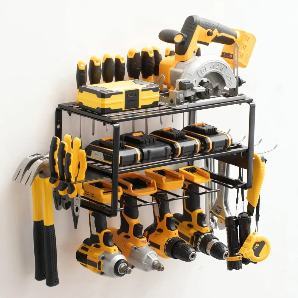 

Power Tool Organizer Utility Rack , Heavy Duty Alloy Steel Garage Tool Organizers Cordless Drill Holder and Storage Organization