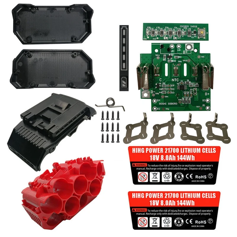 Gran oferta 21700 BAT618 10 Core batería de iones de litio caja de plástico PCB protección de carga placa de circuito Shell para 18V BAT610