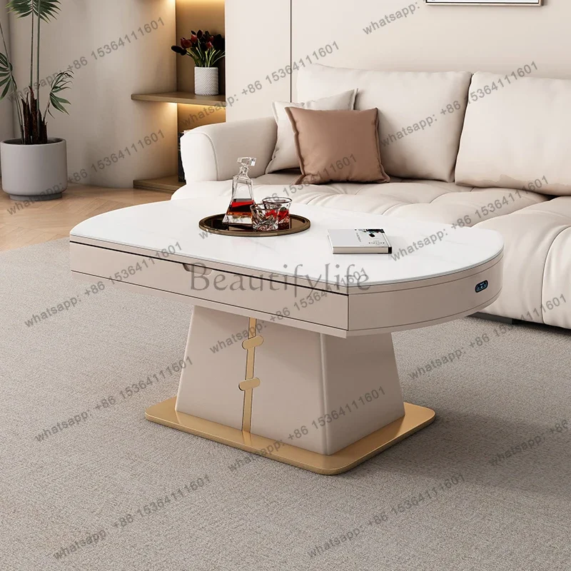 D25Small household smart voice-activated lifting coffee table dining table dual-purpose