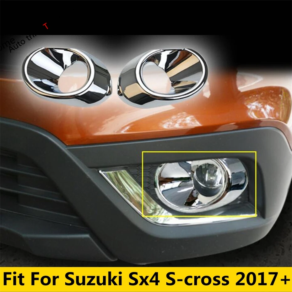 

Chrome Front Bumper Fog Light Lamp Ring Decor Frame Cover Trim Fit For Suzuki Sx4 S-cross 2017 - 2022 Car Accessories