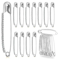 10Pcs Silver Rhinestone Safety Pins Sweater Shawl Clips Women Brooch Pins Faux Crystal Pearl Brooches Safety Pins for Women