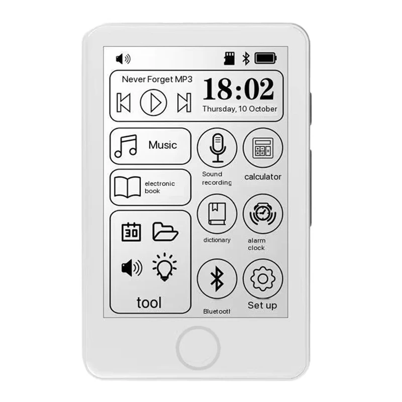 E Ink Mp3 Player Bluetooth Electronic Book Music Player Mini E-Book Reader Voice Recorder Dictionary Touch Radio-A86Z