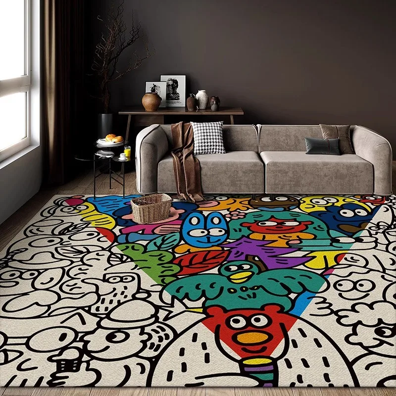 

Cartoon Abstract Decorative Living Room Carpet Large Size Creative Bedroom Mat Study Room Leisure Area Soft Rug Ковер Tapis 러그
