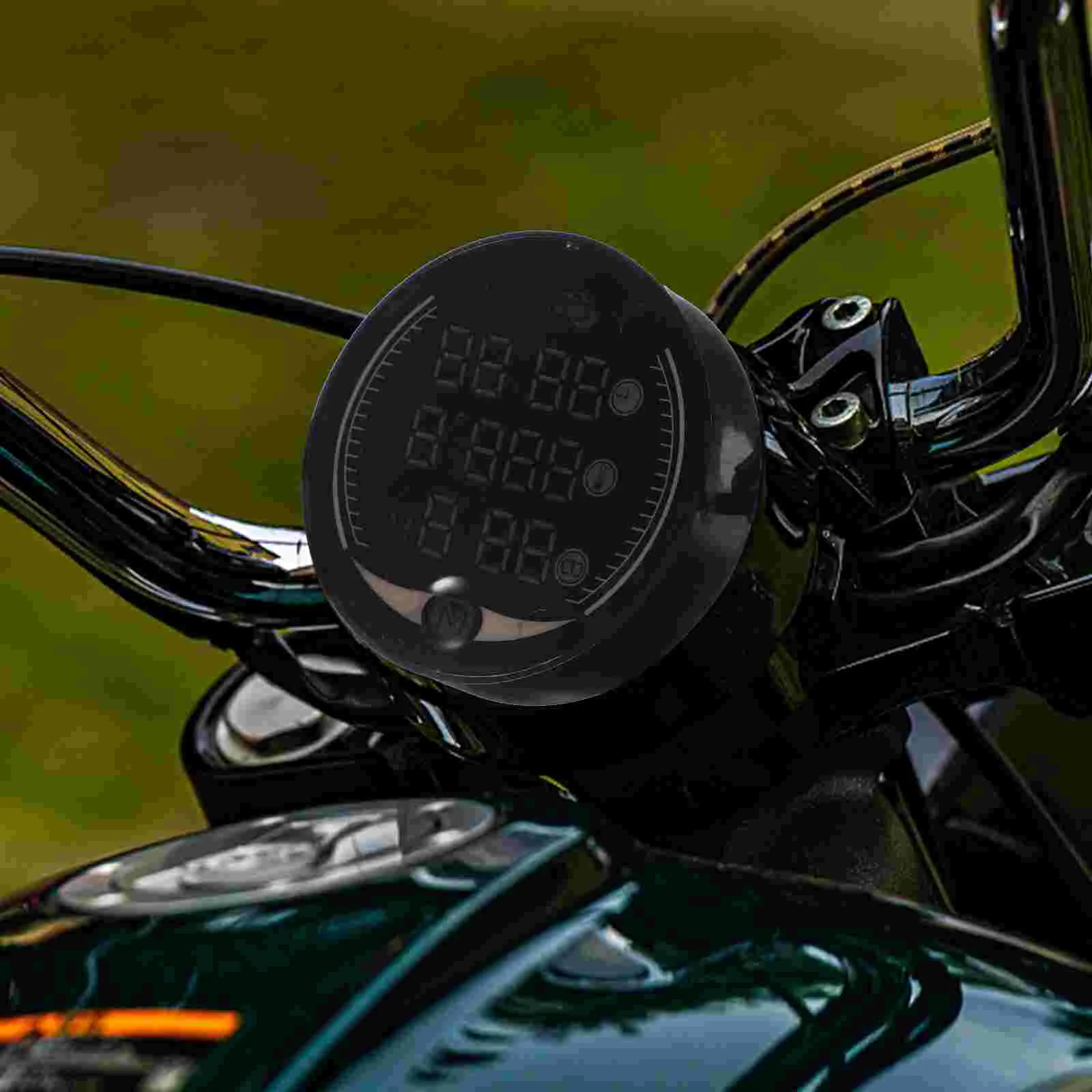 Clamp Meter Three-in-One Motorcycle Time Temperature Voltmeter Motorbike Accessory LED Black Abs Digital LCD Thermometer