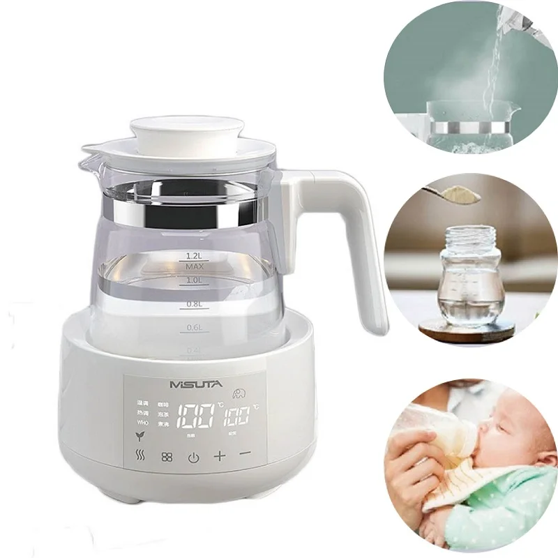 1200ml Smart Constant Temperature Milk Regulator Glass Kettle Baby Milk Powder Electric Kettle Multifunctional Milk Warmer 220V