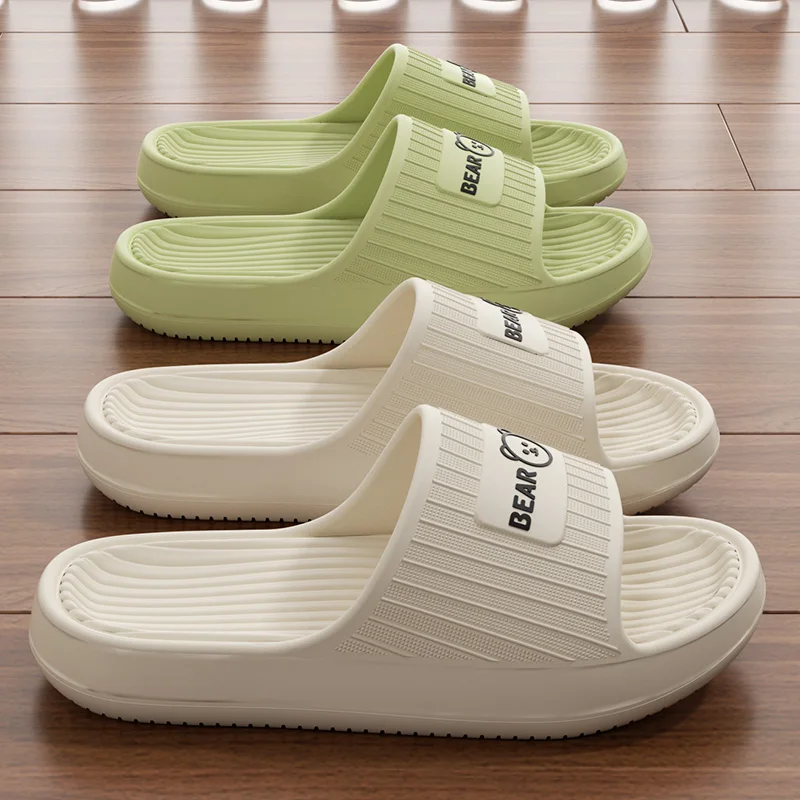 Pantuflas suaves tipo nube para mujer y hombre, con diseño de oso, ideales para el hogar, con suela gruesa antideslizante, hechas de EVA, para usar en interiores, en el baño o la ducha, y como calzado casual para parej