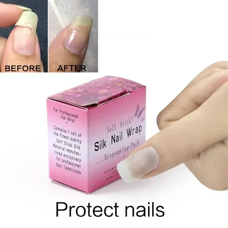 1 Roll Nail Repair Fiberglass Silk Wrap Self Adhesive Strong Protect Reinforce Extension White Sticker for Broken Manicure Tool