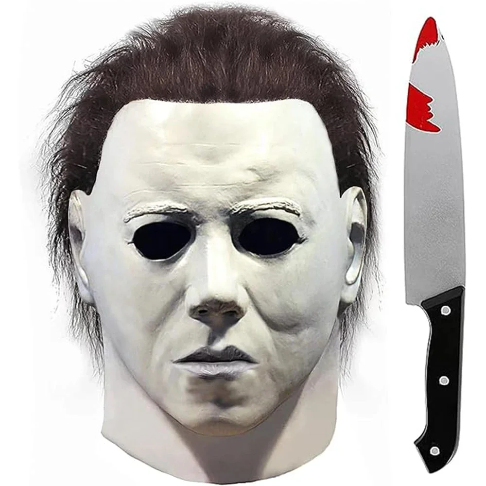 Máscara de Michael Myers, máscara de látex para Halloween, máscara de Michael Myers para adultos, accesorios de disfraz para fiestas de carnaval y mascaradas