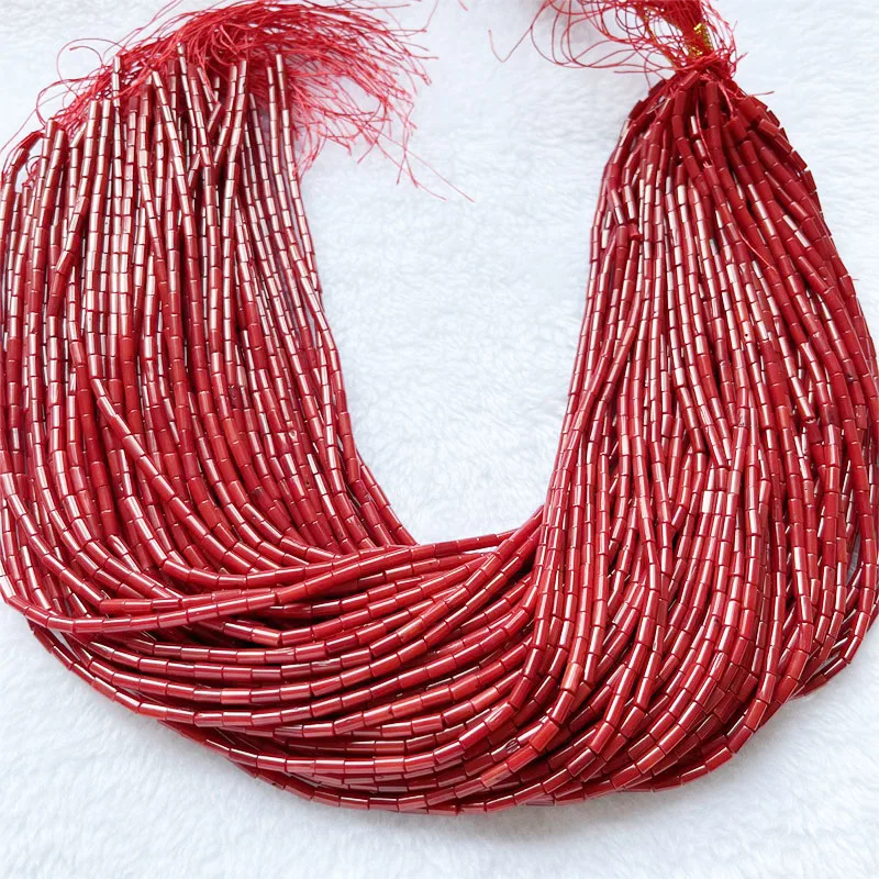 Rare 3*6MM Round Tube Red Coral Gemstone Healing Power Natural Stone Bead For Jewelry Necklace Bracelet Making DIY