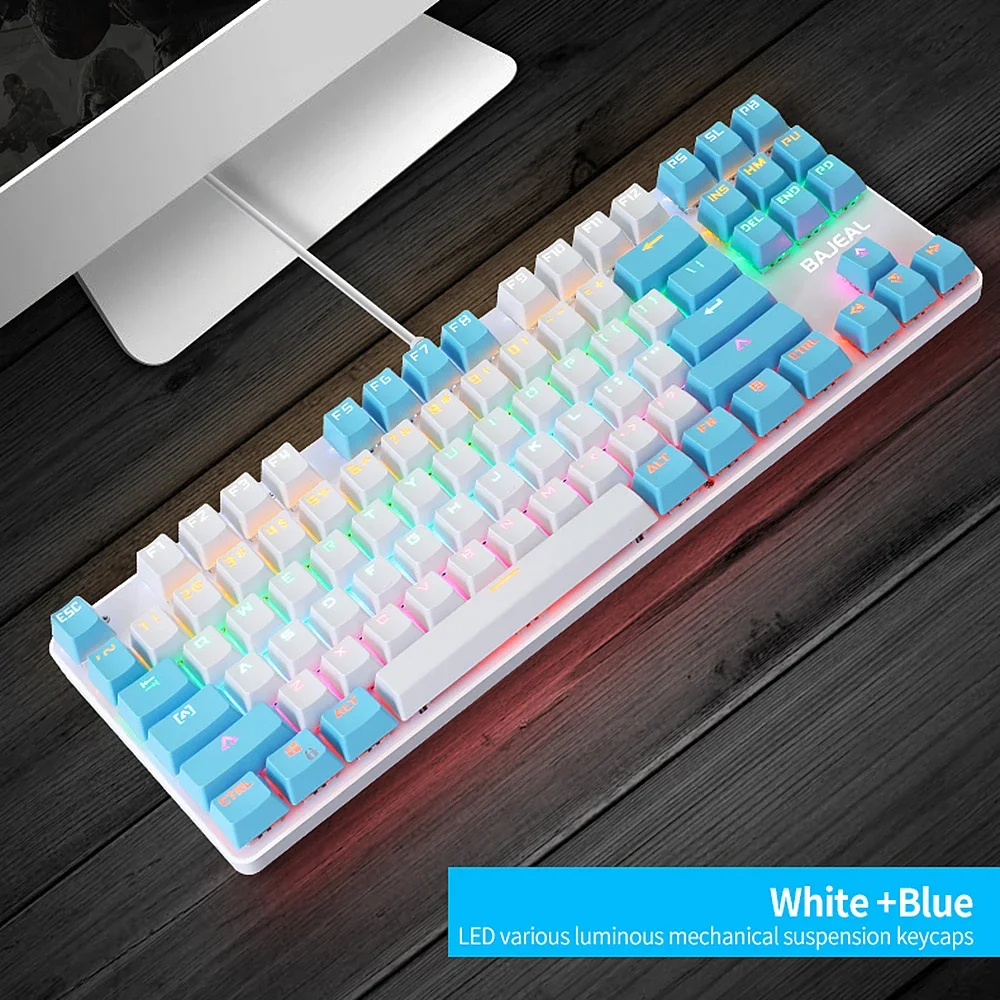 

87 Keys Wired Gaming Mechanical Keyboard Mixed Light Mechanical Keyboard with Blue Switch Suspension Button For PC