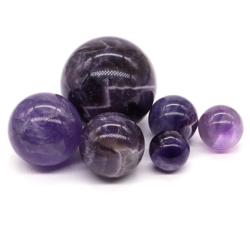 Natural Crystal Ball Polished Reiki Healing Amethyst Stone Sphere Home Decor Desk Decoration Crafts Gem Souvenirs Gift Wholesale