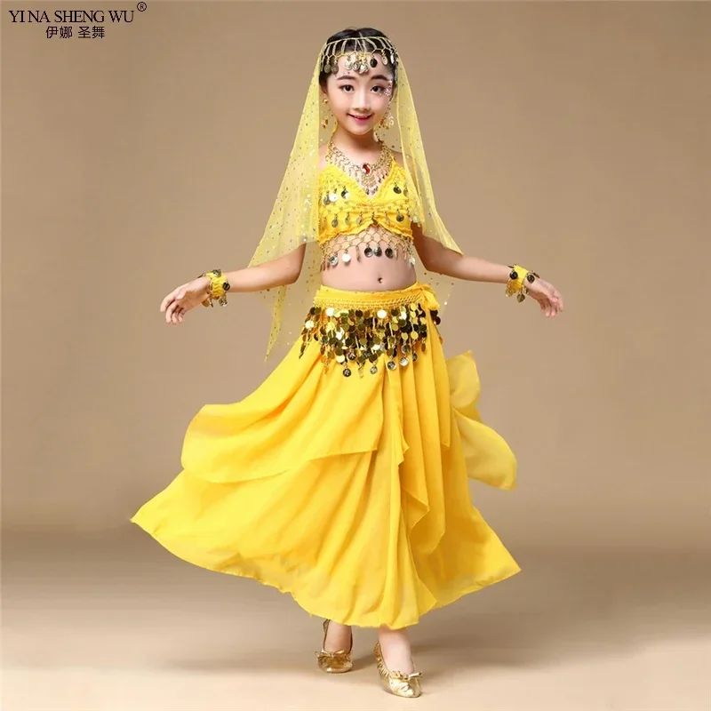2/6 pezzi Set Costumi di danza orientale Bambini Costumi di danza del ventre Egiziano Bollywood Indiano Bambini Danza del ventre Set di danza del ventre