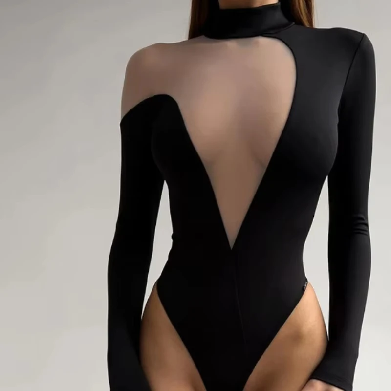 

Модный сексуальный комбинезон с длинными рукавами и глубоким V-образным вырезом, костюм для горячих девушек, женский сексуальный костюм, весна 2026