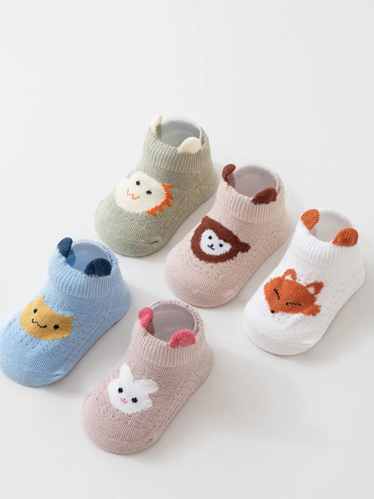5 paia/lotto calzini appena nati estate maglia sottile traspirante puro cotone antiscivolo imparare a camminare calzini per bambini