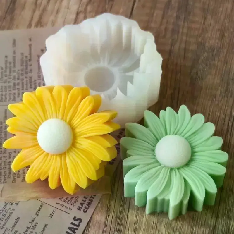 3D Sunflower Candle Silicone Mold DIY Flower Soap Gypsum Resin Handicrafts Cement Handcrafted Chocolate Cake Baking Tools