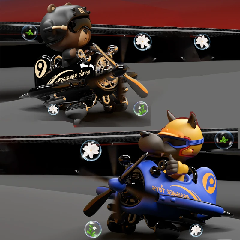 Big Gray Wolf BOBO Bear Solar Energy Airplane Car Dashboard Ornament Rotational Diffusion Aroma Diffuser Creative Car Fragrance