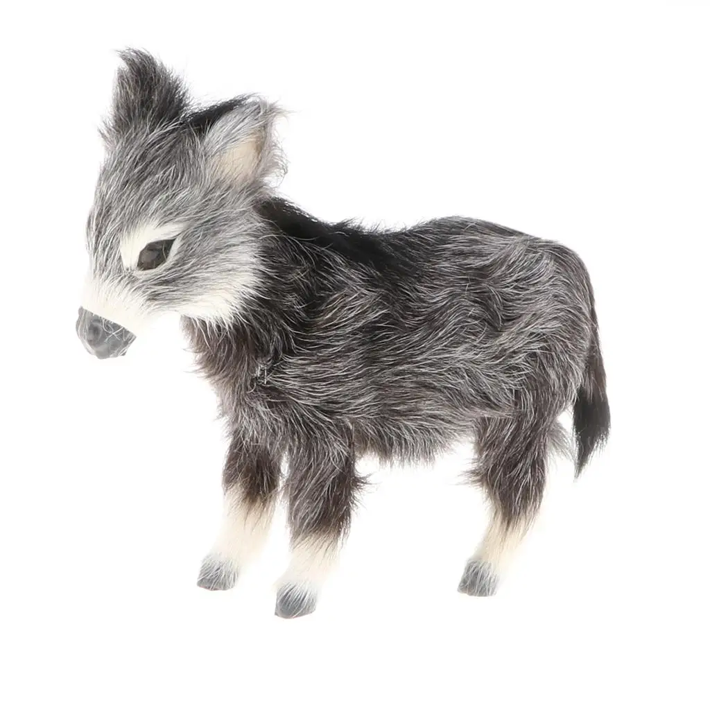 Lifelike Small Burro Model, Kids Faux Fur Animal Toy, Handicraft Collections, Home Ornament